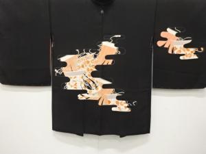 未使用品　ヱ霞に几帳模様　刺繍　一つ紋絵羽織